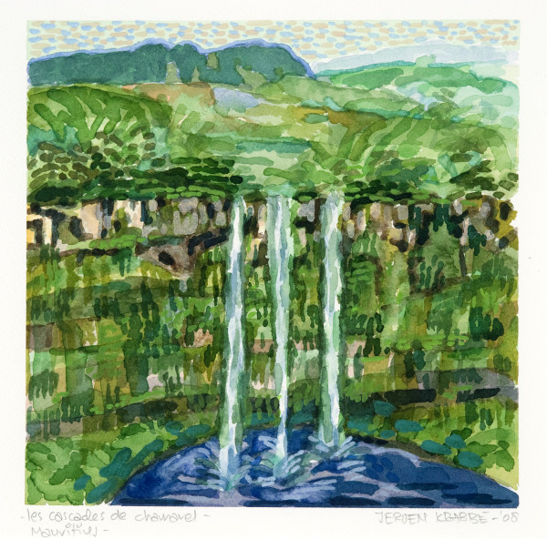 Les Cascades de Chamarel – Mauritius (2008) | watercolour – 21x21cm – #79642